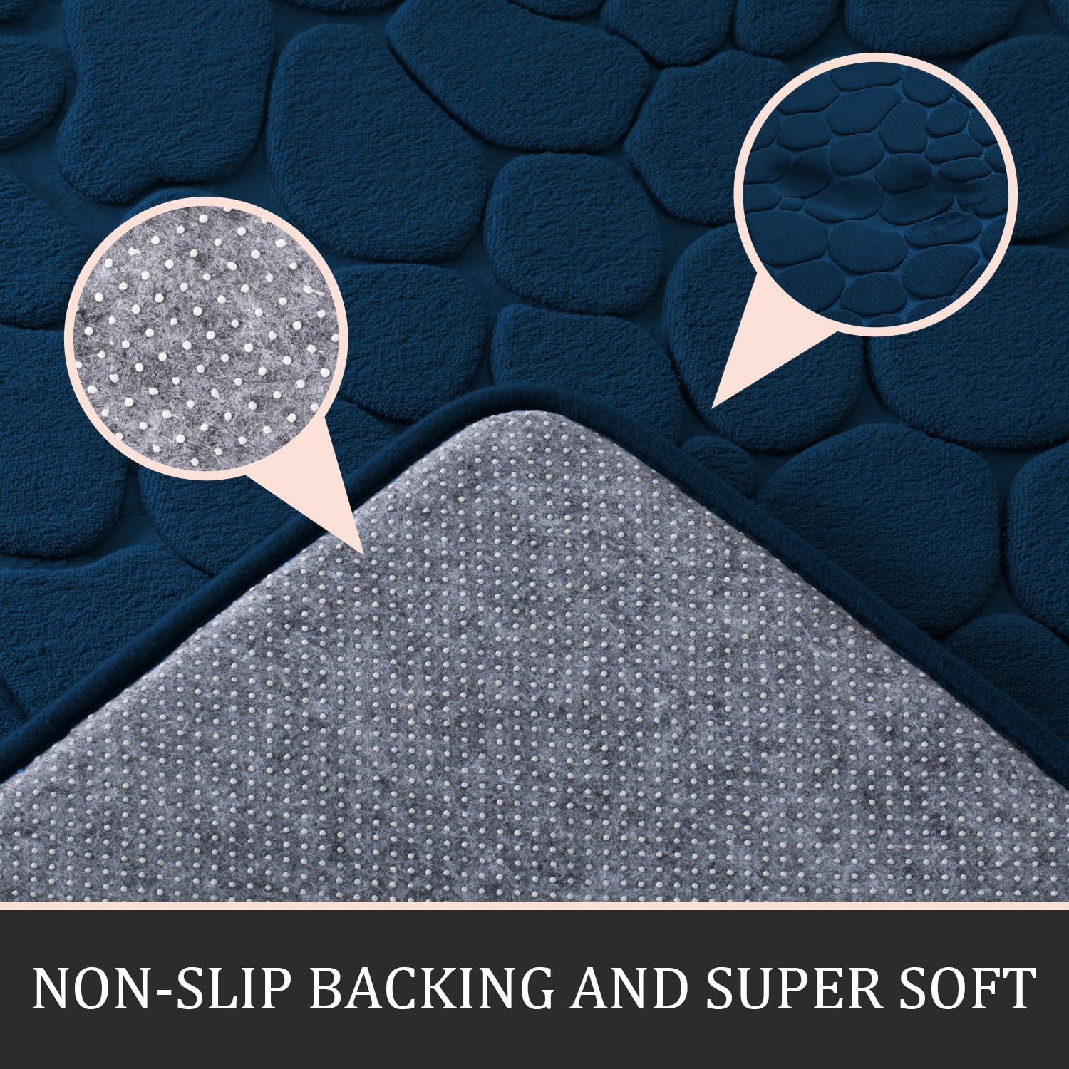 YIHOUSE memory foam rug with non-slip backing for secure placement on floors.