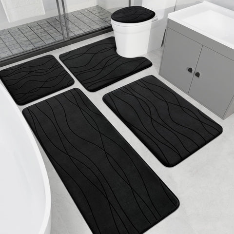 YIHOUSE memory foam bath rug set front view, luxurious comfort and coverage