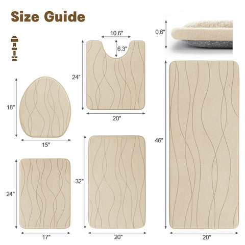 YIHOUSE memory foam bath rug set shower-door for slip-free footing after showers