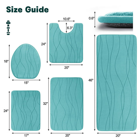 YIHOUSE teal memory foam bath rug set 32x20 inch mat with quick absorption