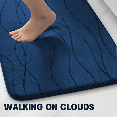 YIHOUSE memory foam bath rug set toilet rug ensures safe steps with non-slip backing.
