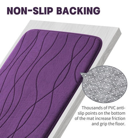 YIHOUSE memory foam purple bathroom rug set after washing and drying showing color retention