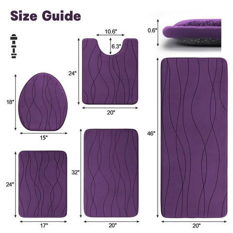 YIHOUSE memory foam purple rug close-up highlighting texture and thickness