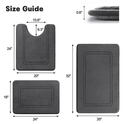 YIHOUSE memory foam bath mat set non-slip backing prevents slips.