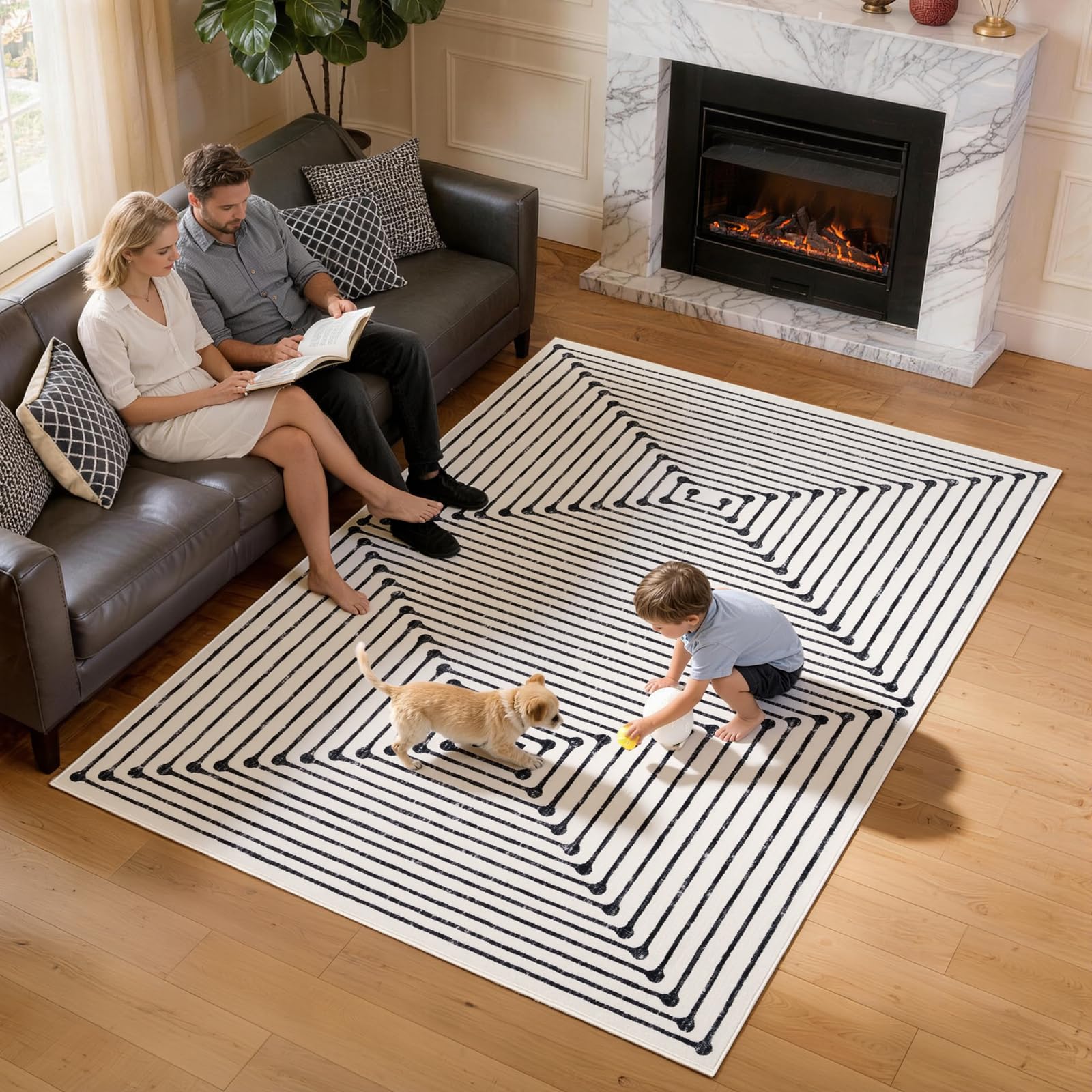 YIHOUSE non-slip backing keeps rug secure in busy spaces