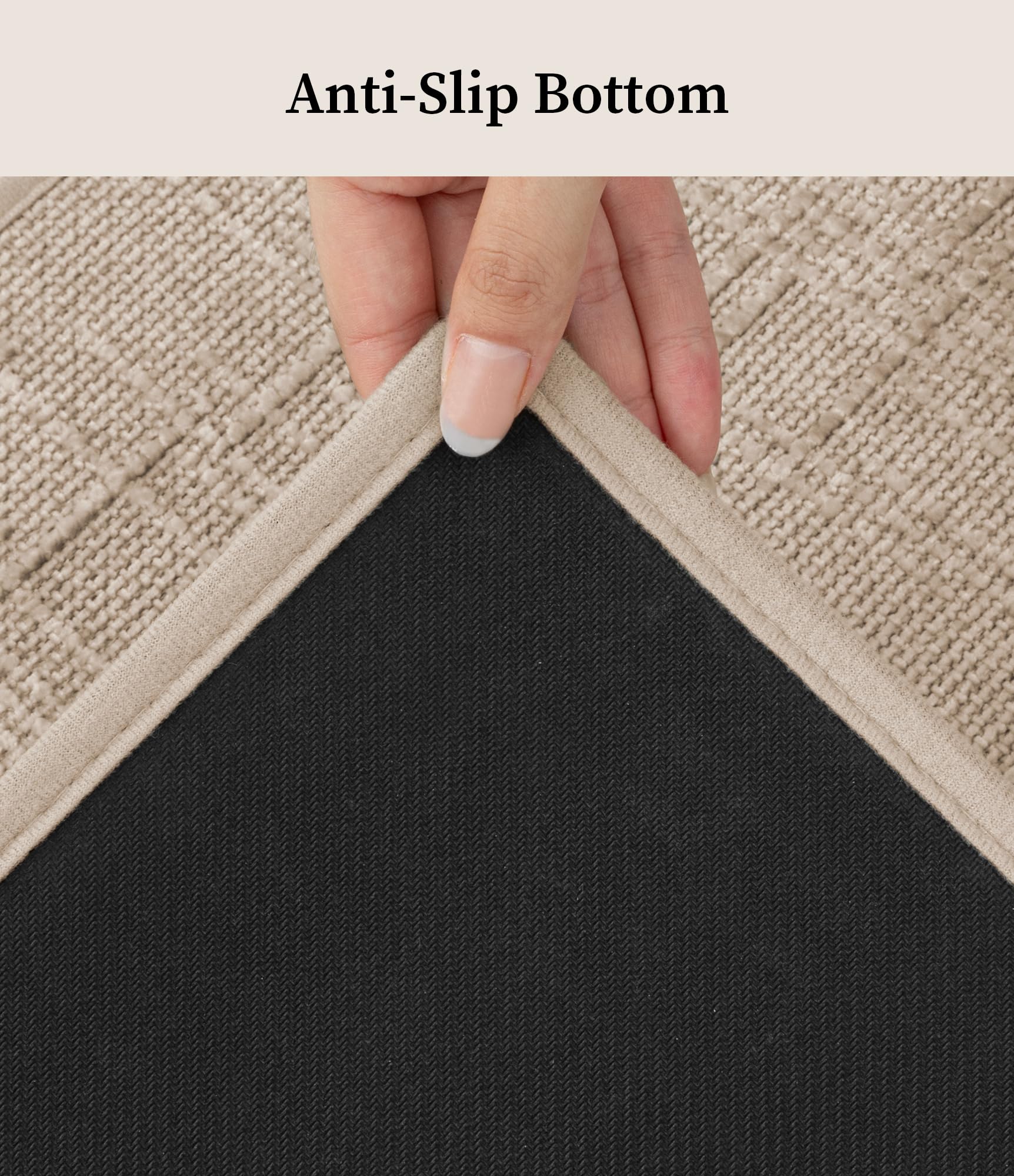 YIHOUSE ultra-thin rug with backing designed for stable placement