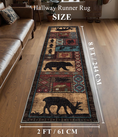 YIHOUSE rustic cabin 2x8 rug with non-slip backing for secure floors