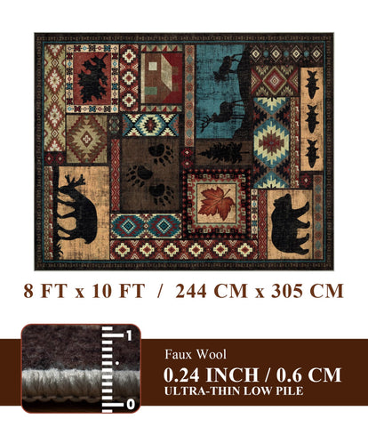 YIHOUSE southwestern bear pattern rug enhances decor with playful bear paw accents.