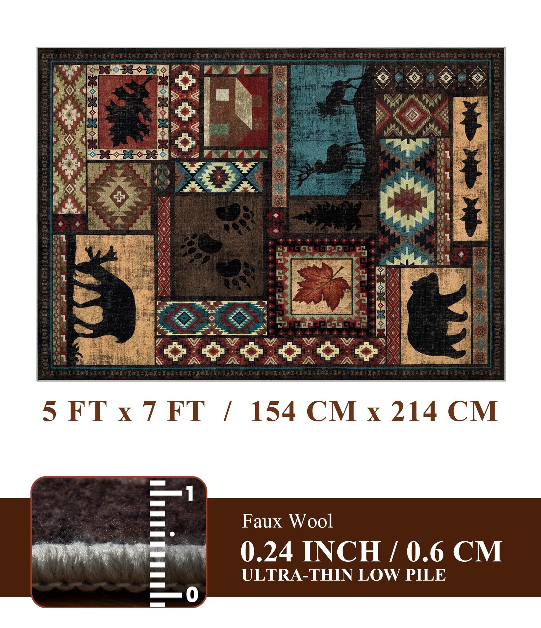 YIHOUSE southwestern bear pattern rug enhances living room style