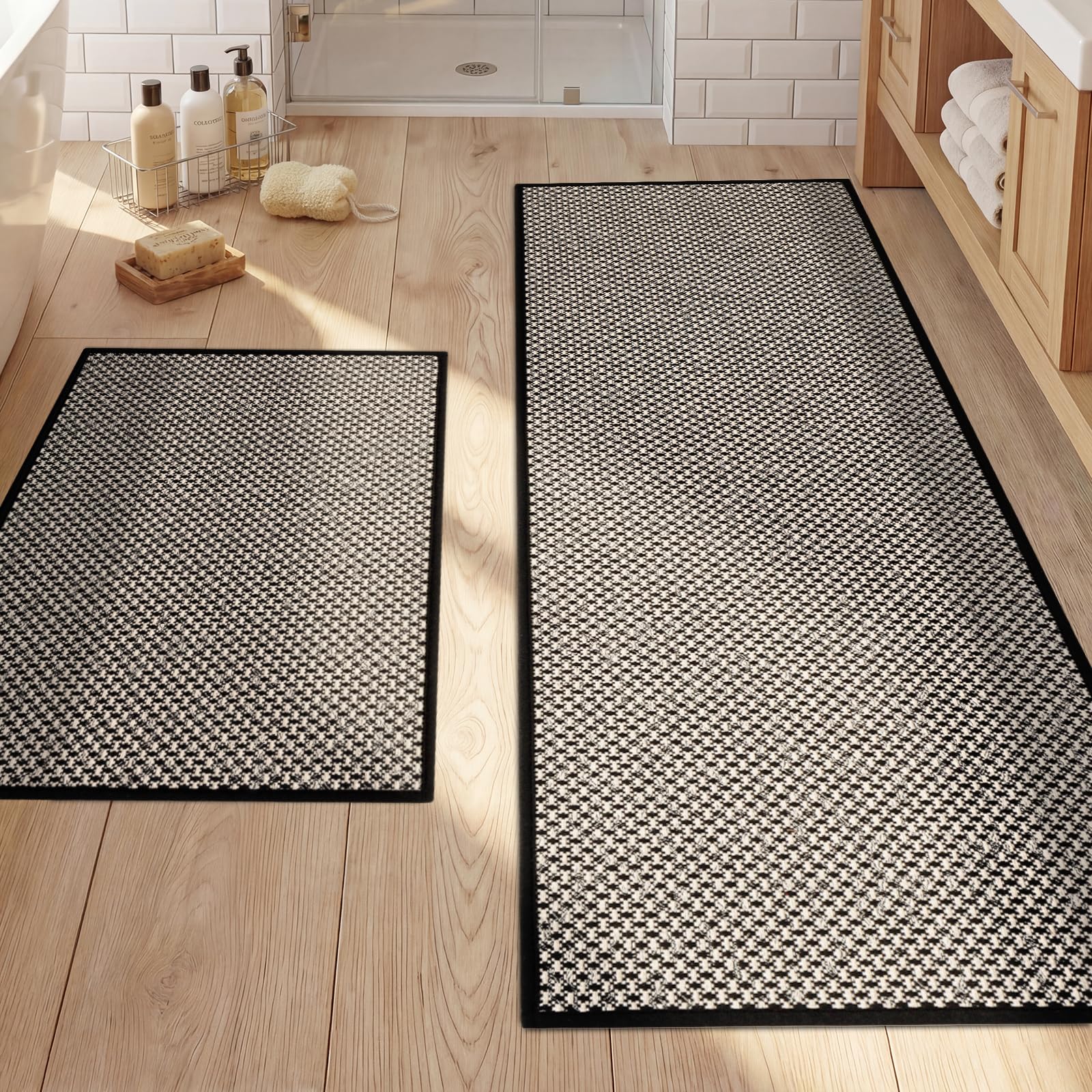 YIHOUSE thin bath mat close-up suede texture for soft touch