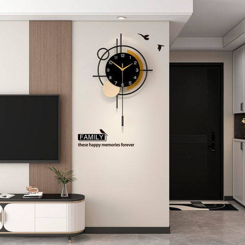 YIJIDECOR wall clock featuring geometric design enhances modern living spaces.