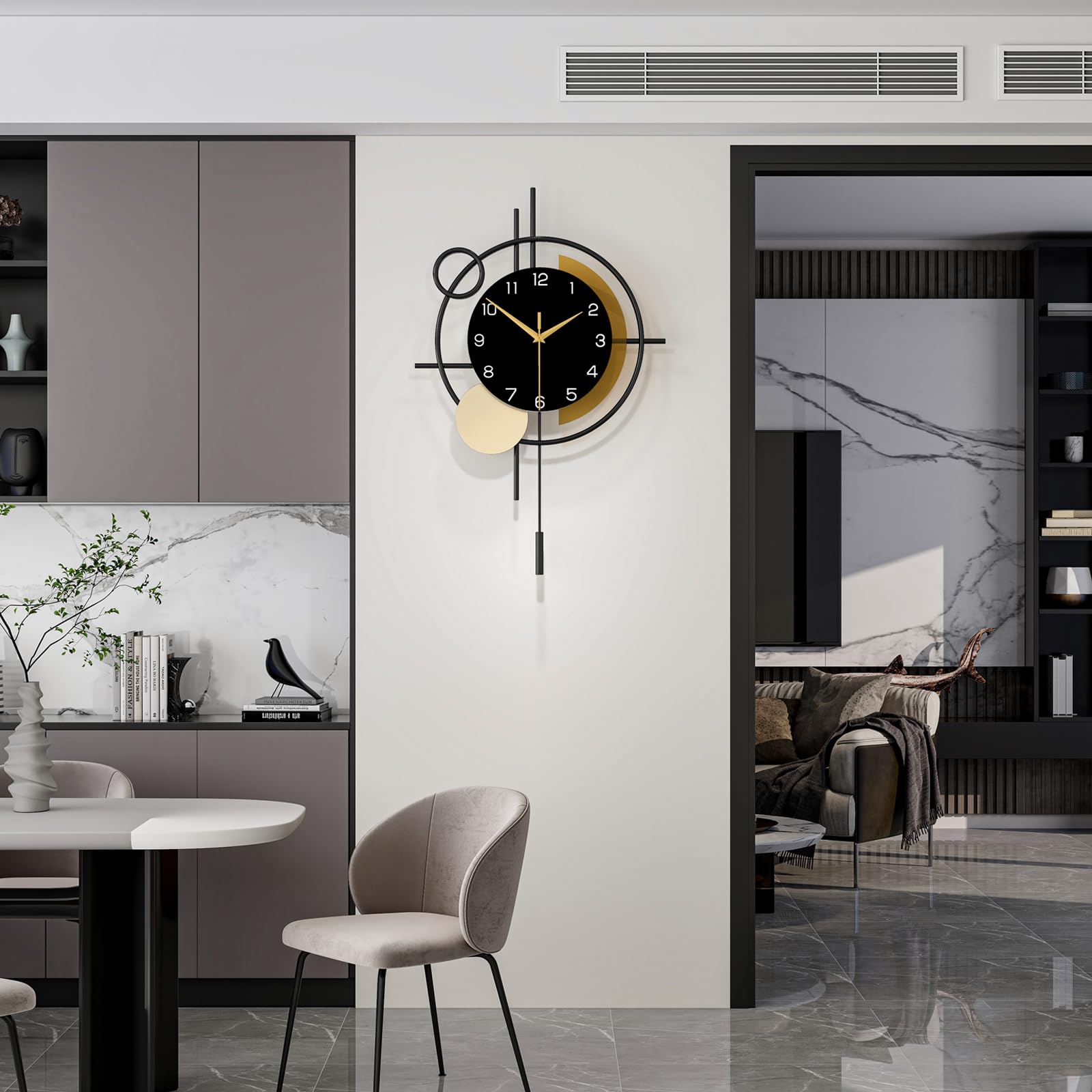 YIJIDECOR large-display clock fits in living rooms without overpowering walls.