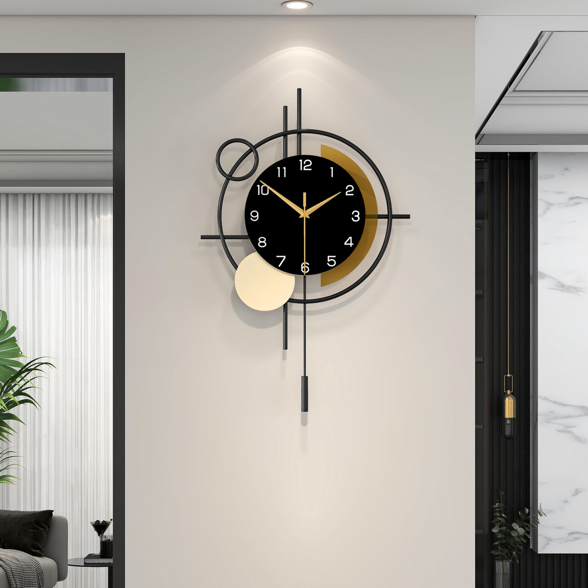 YIJIDECOR wall clock with pendulum adds classic elegance to any room.