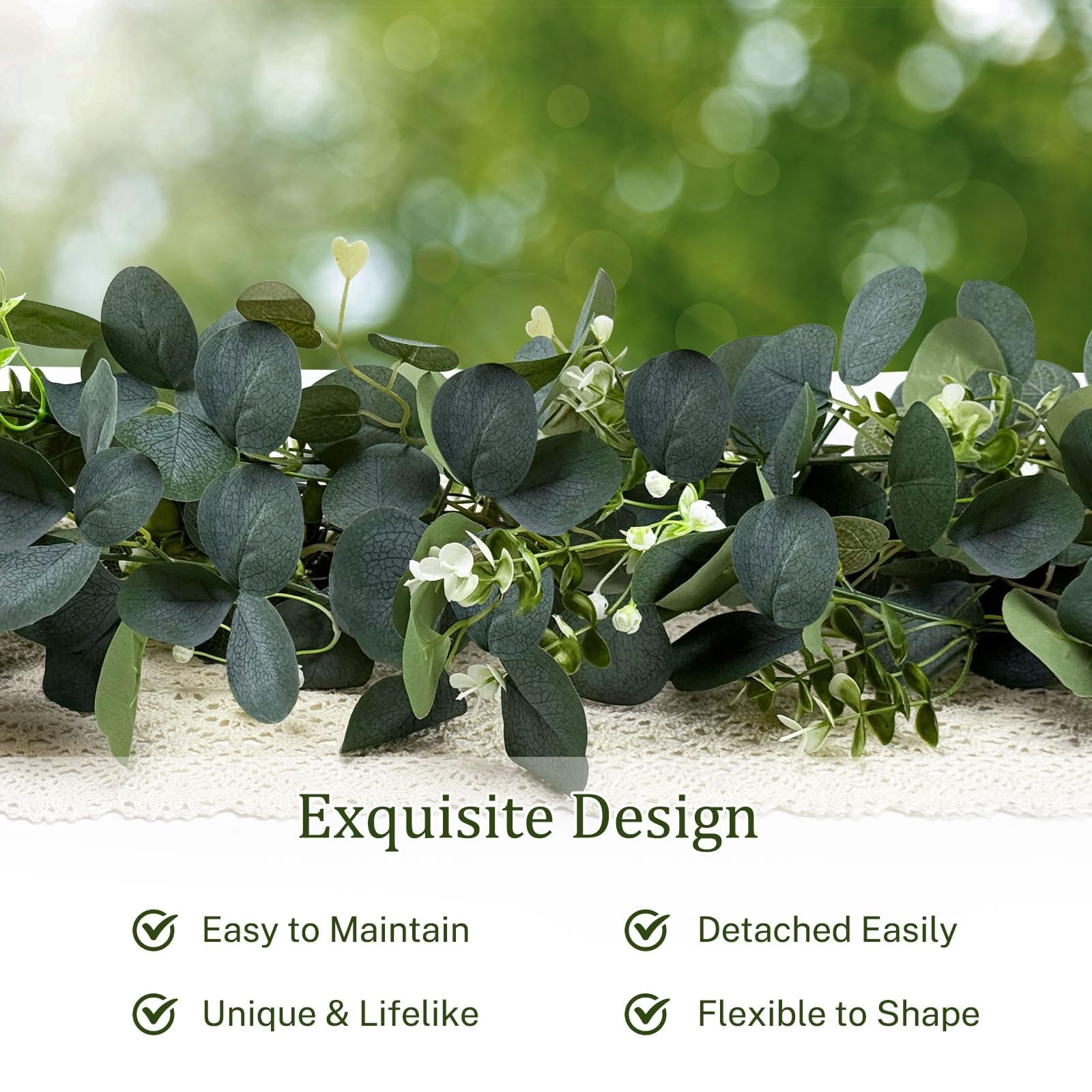YIJXPOIN eucalyptus garland with bendable wire to shape any arrangement