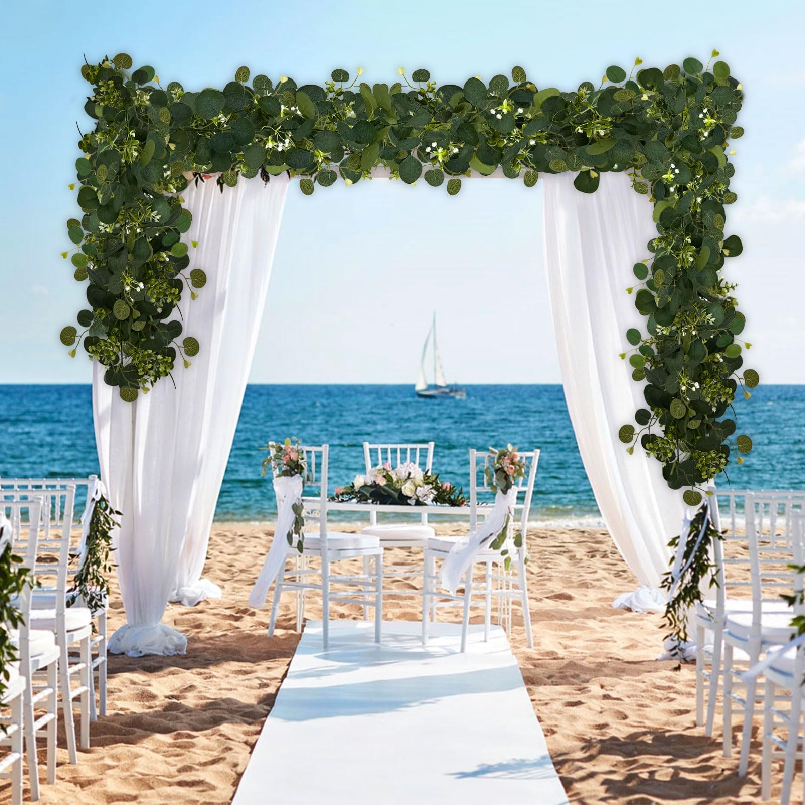 YIJXPOIN eucalyptus garland with premium silk leaves and durable stems