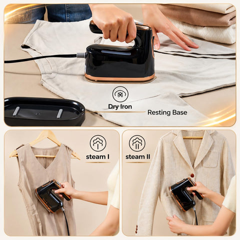 YIKA 2-in-1 nonstick soleplate gliding smoothly over fabrics.