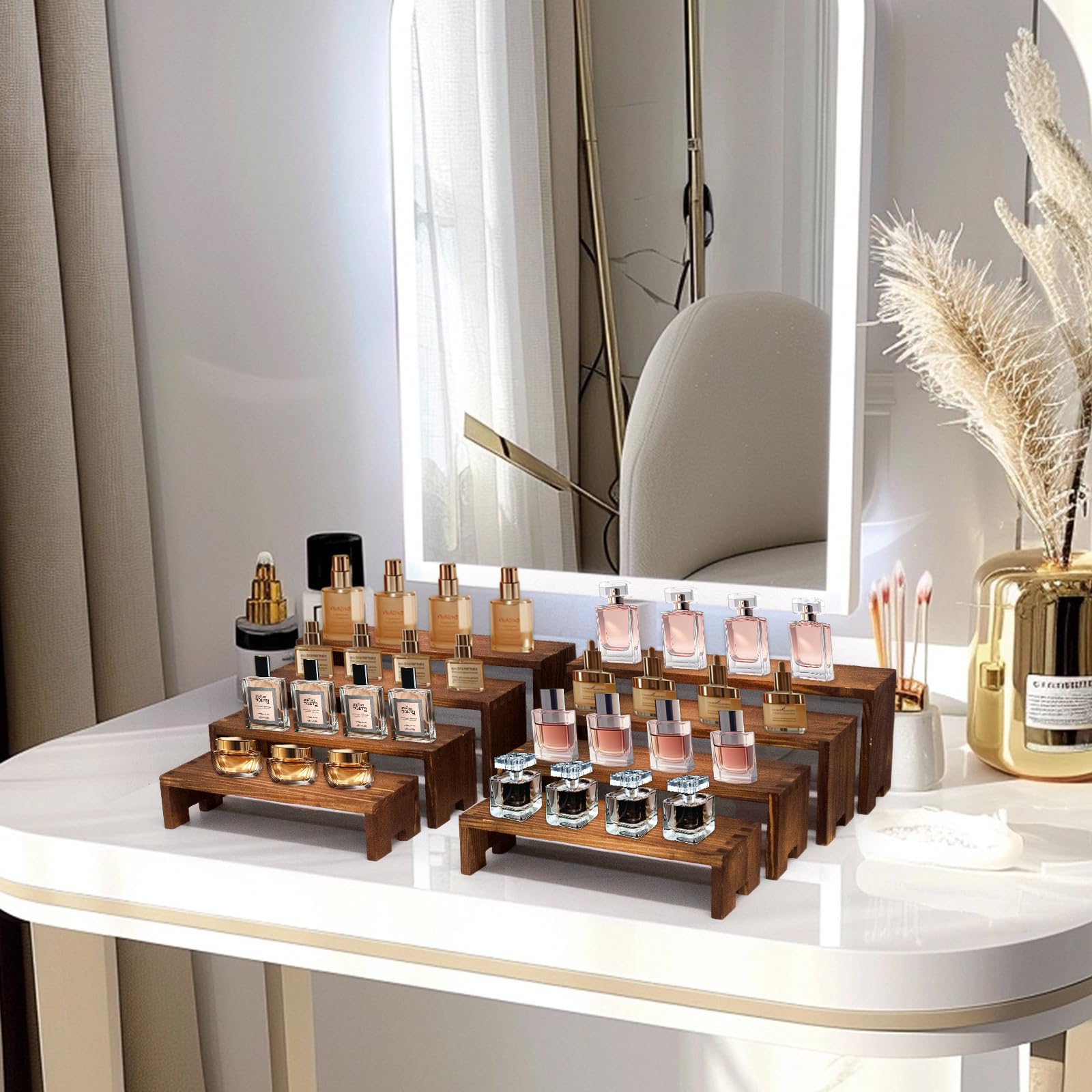 Yikaroeli display risers serve as perfume organizer with space efficiency