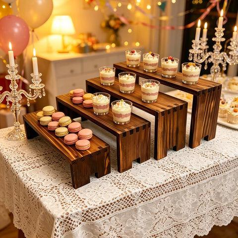 Yikaroeli rustic cupcake display stand matching farmhouse decor