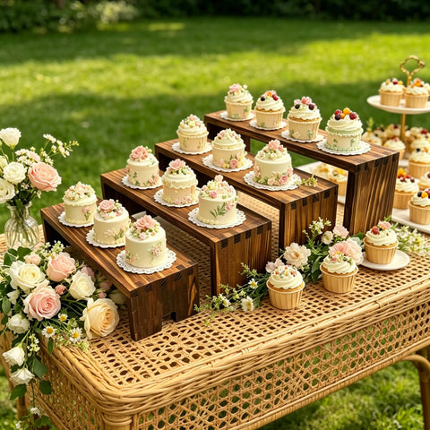 Yikaroeli tiered display stands arranged in a pack for vendors