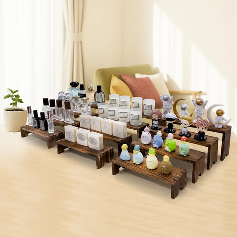 Yikaroeli wood display risers ideal for kitchen spices and small bottles