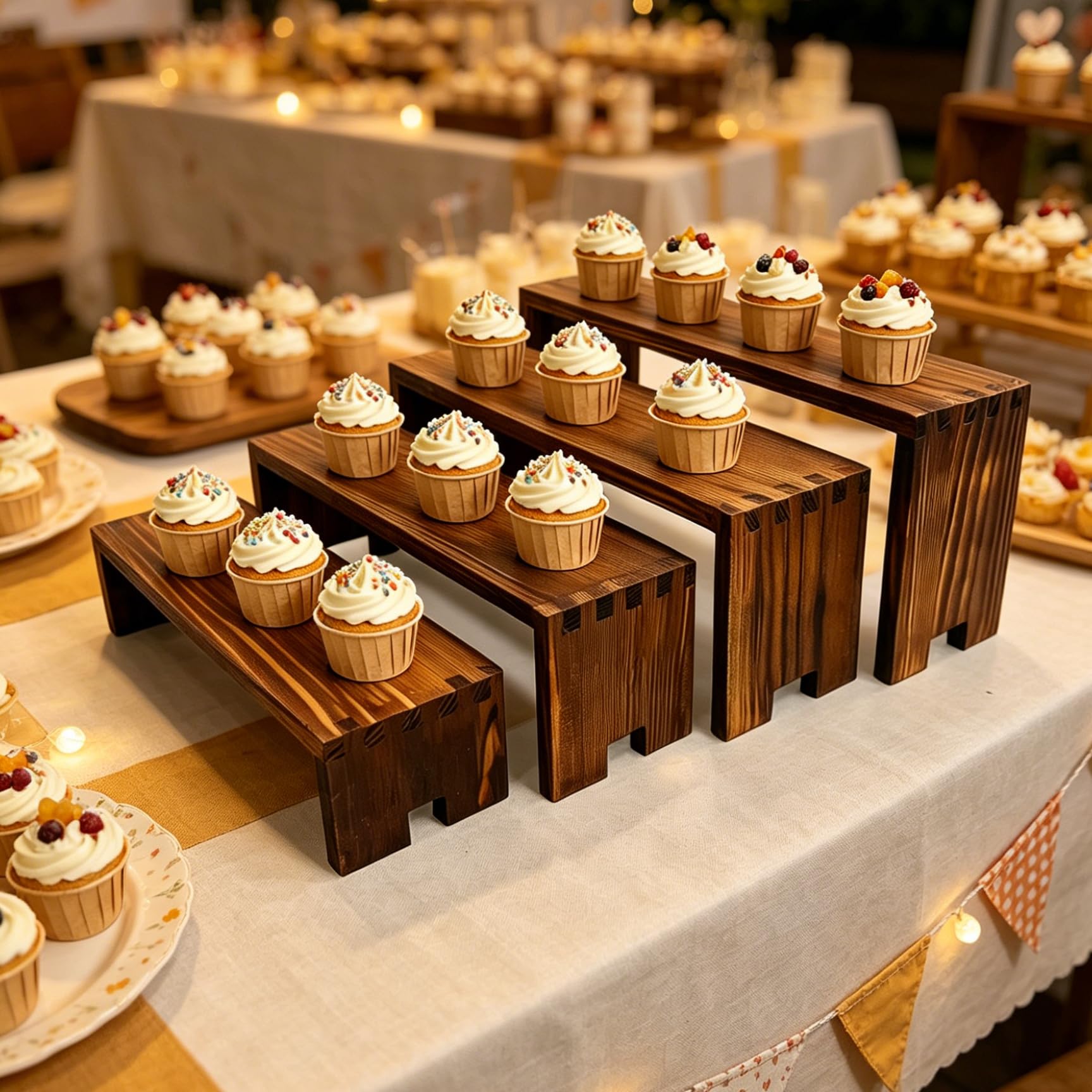 Yikaroeli wooden riser vendor display set ready for markets