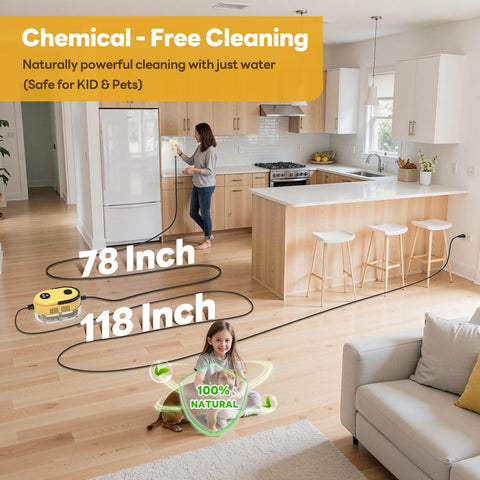 YIKEDA handheld steam cleaner 78 inch steam hose for large areas