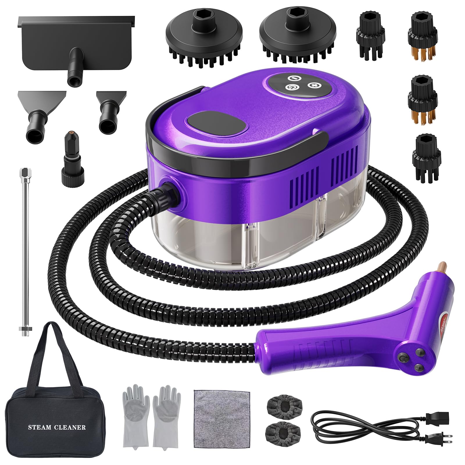 YIKEDA Handheld Steam Cleaner front view showing compact design and portability.