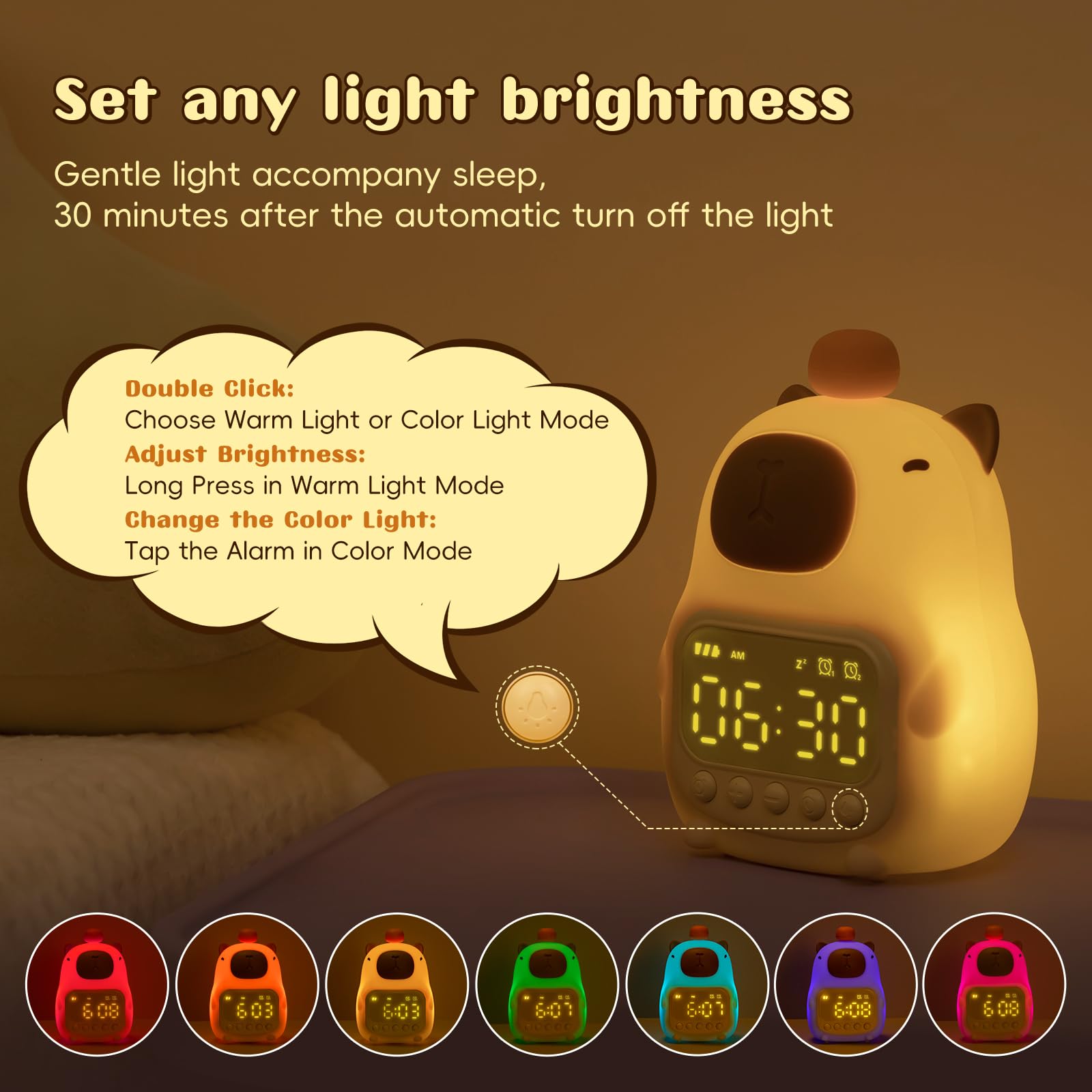 Yiliaw dual alarms with snooze help kids wake on time.