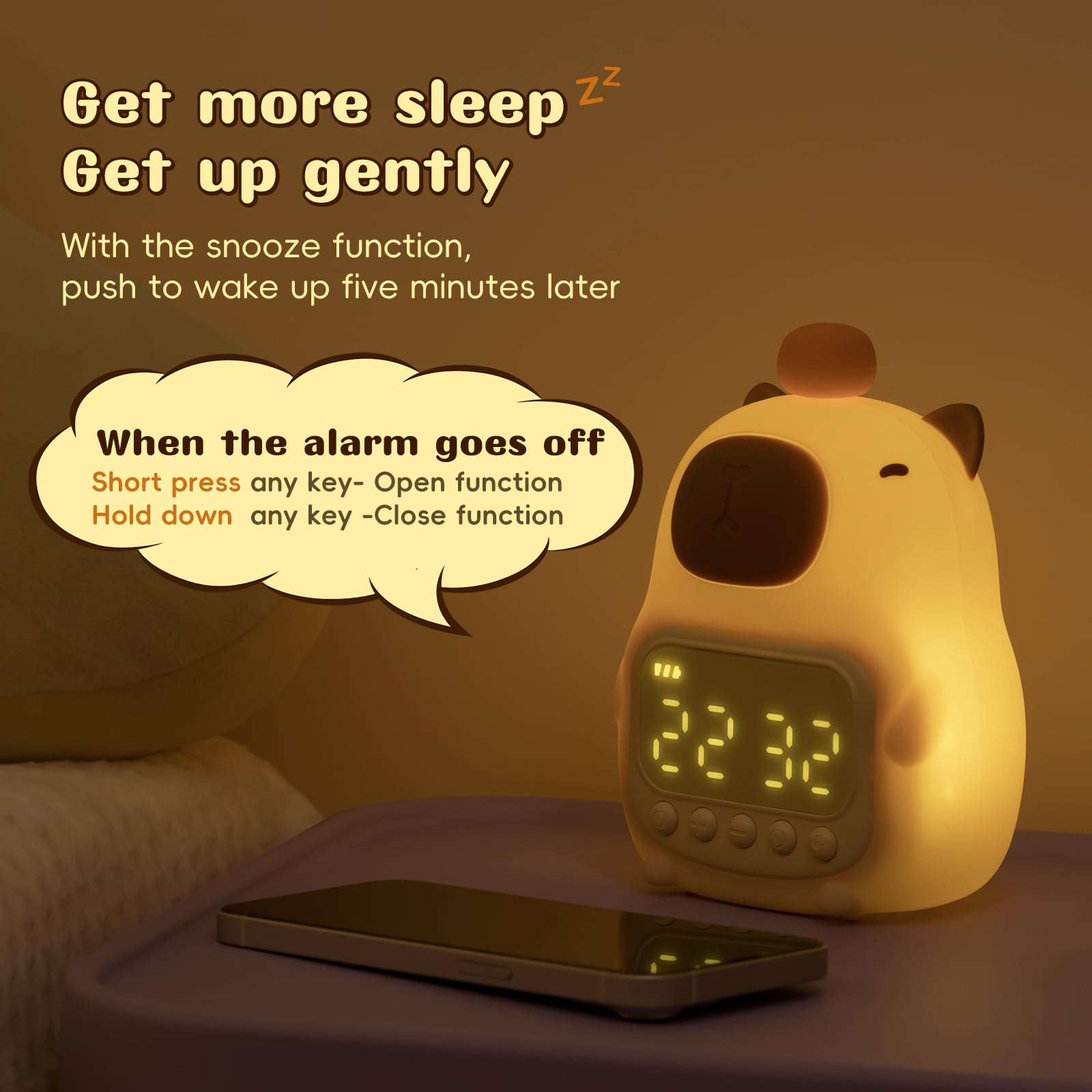 Yiliaw Capybara alarm clock is rechargeable with Type-C charging.