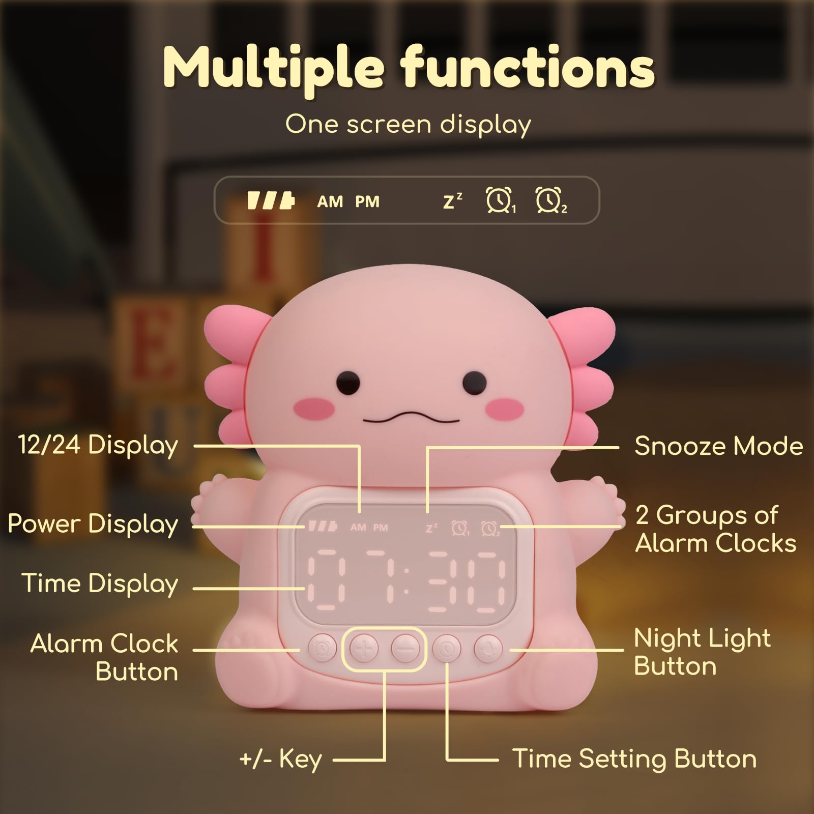 Yiliaw Gift-ready axolotl clock fits bedrooms and study spaces