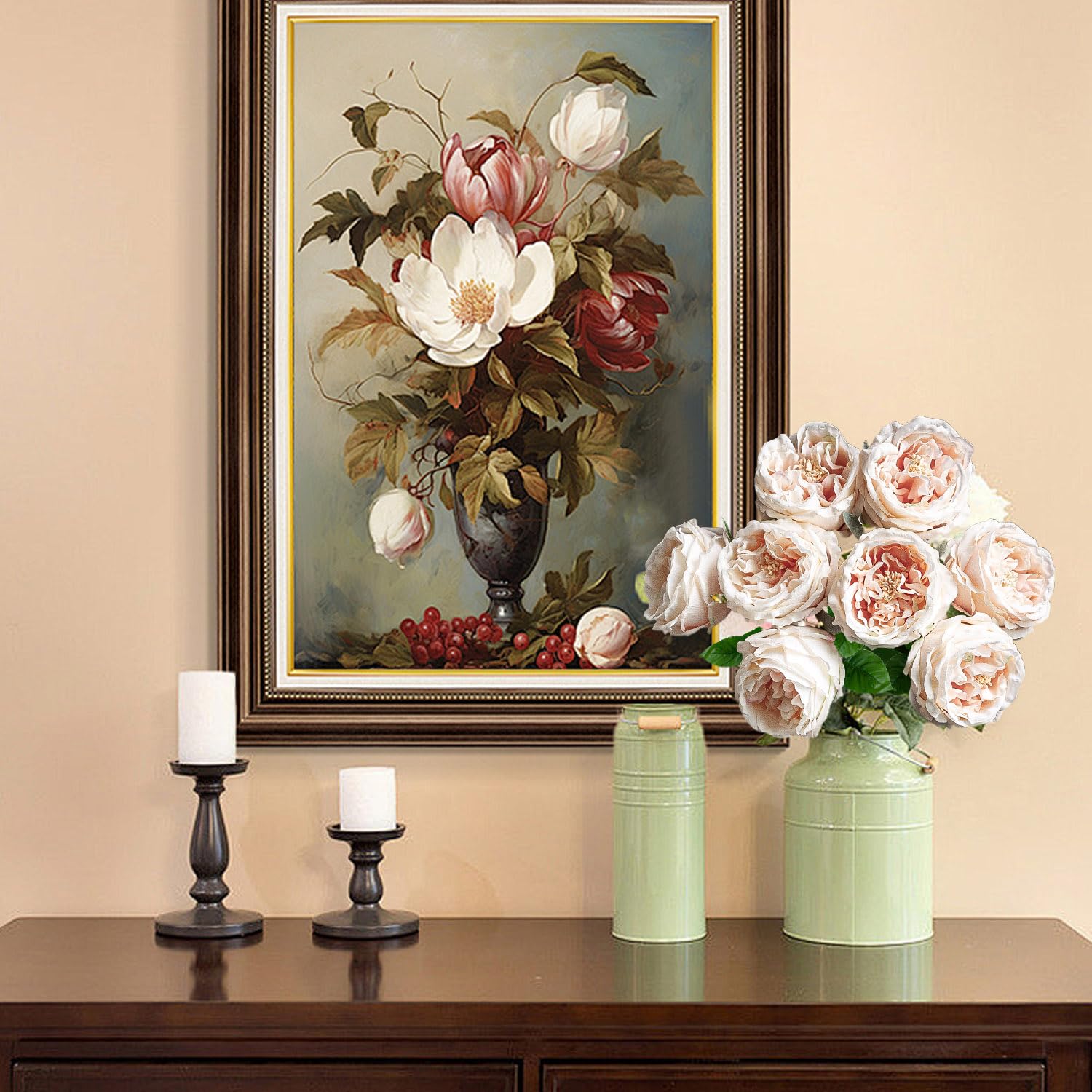 YILIUFA 18-inch stems provide substantial presence for dramatic arrangements without real maintenance