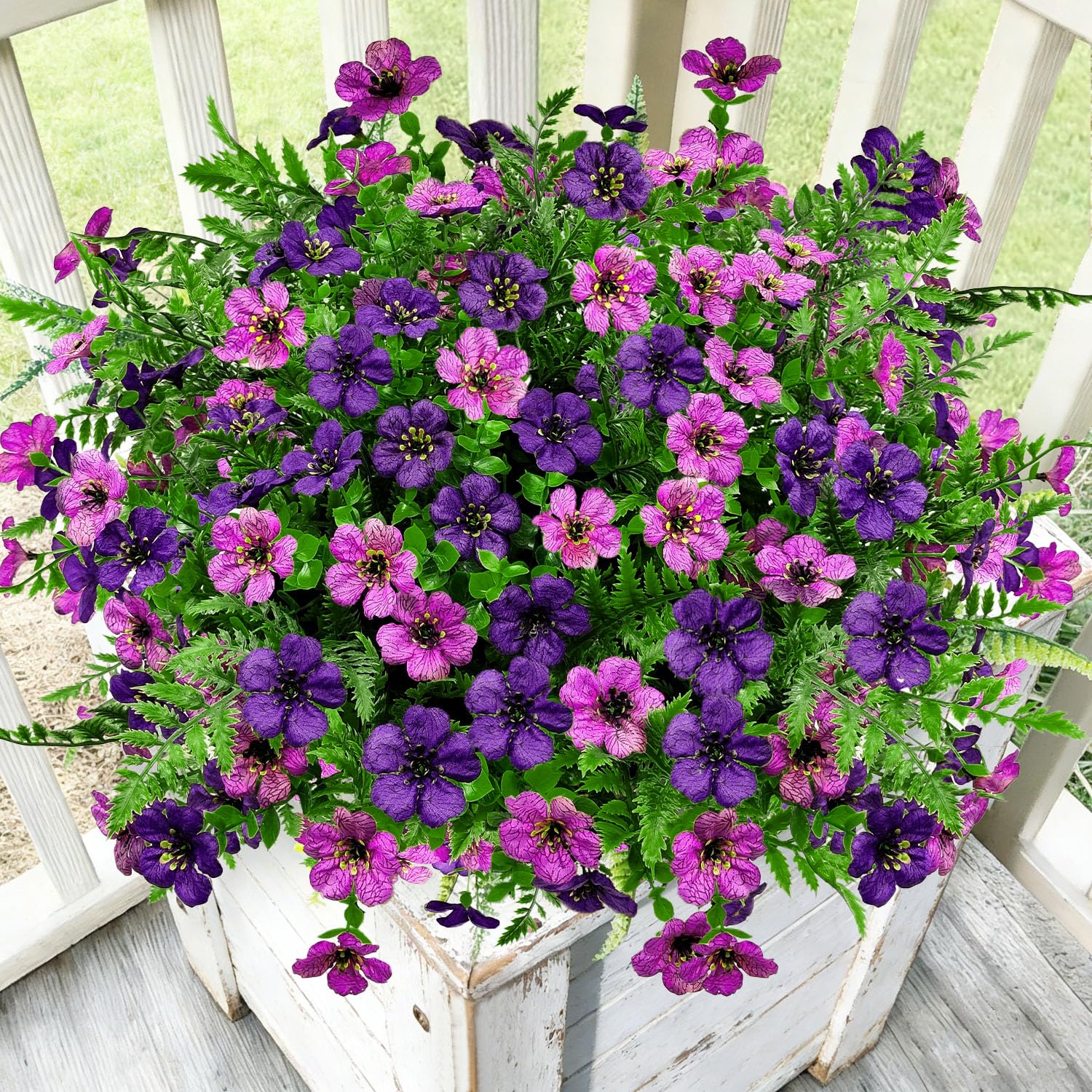 YILIUFA double purple outdoor flowers bundle, vivid color for porch or patio decor.