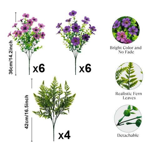 YILIUFA violet and fern arrangement, maintenance-free decor for front doors.