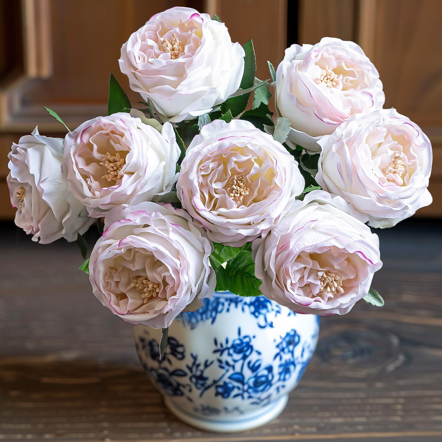 YILIUFA real touch peonies edge pink bouquet close view for wedding decor
