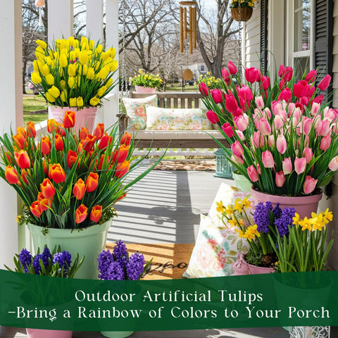 YILIUFA silk head pink tulips close-up resembles fresh blooms for exteriors.