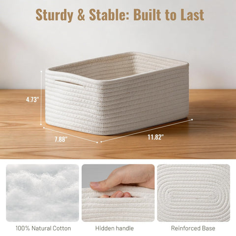 Yilobi bathroom basket in white for vanity organization.