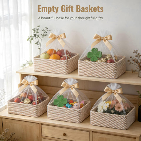 Yilobi kitchen and closet storage baskets reduce clutter and mess.