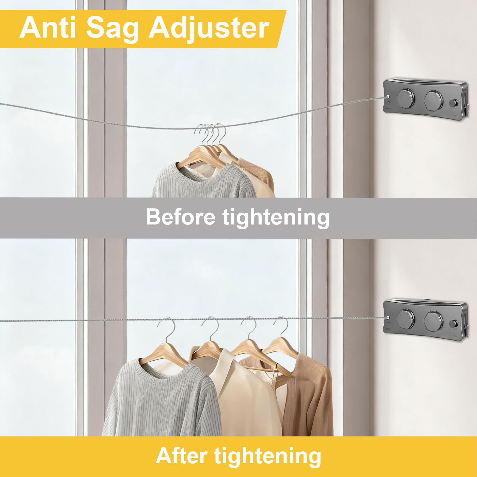 Yimerlen anti-sag tightening system showcases taut lines for efficient drying.