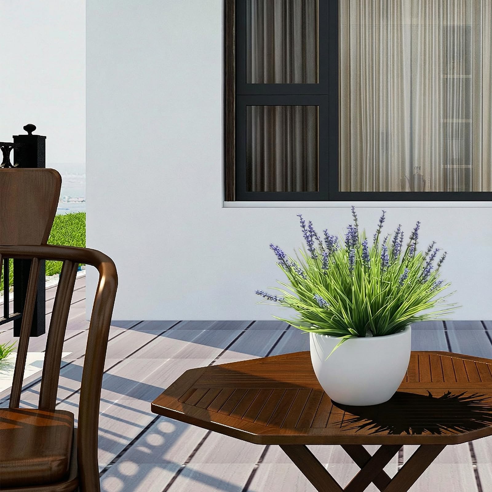 Yimingjin porch windowsill decor with realistic faux grass by brand.