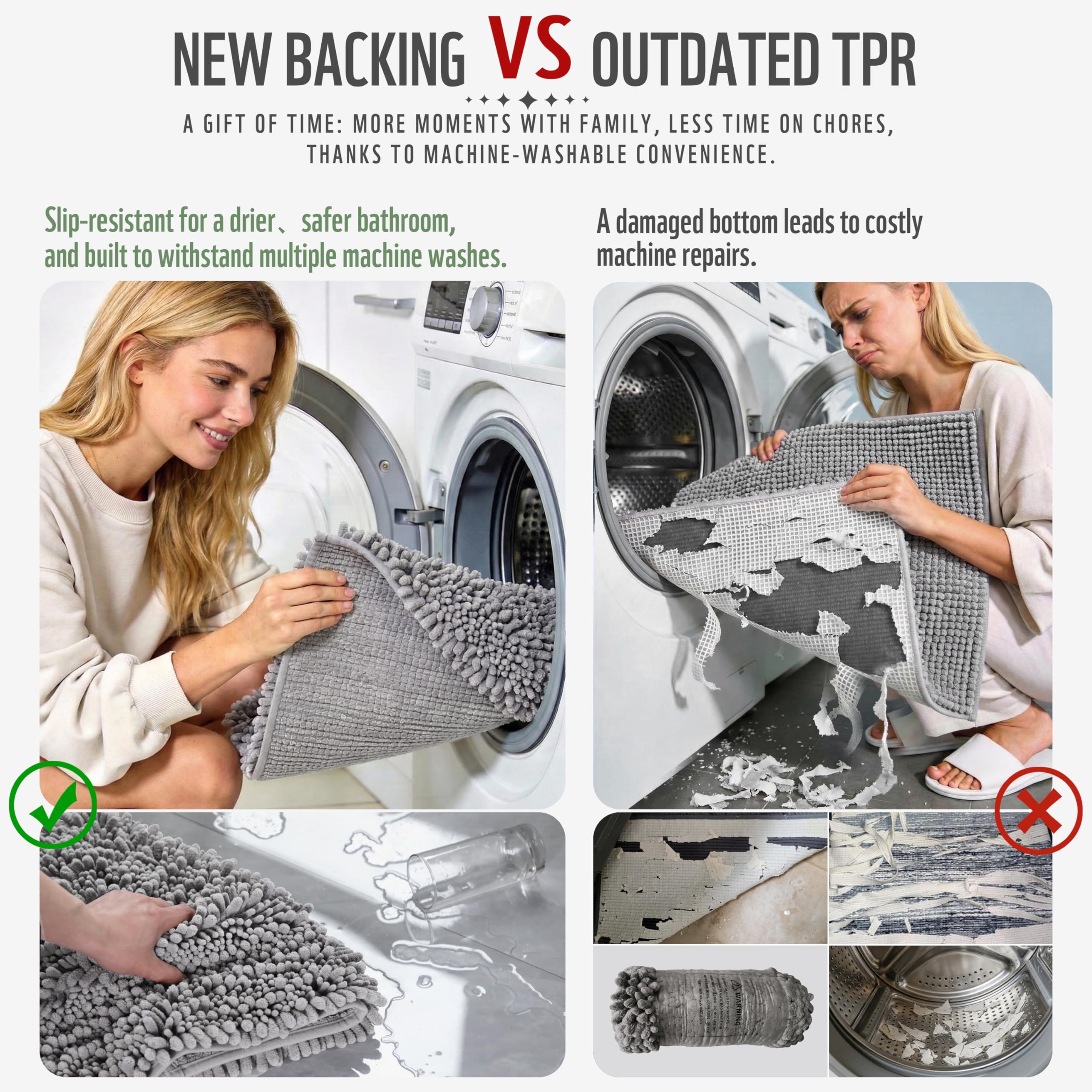 Yimobra 36x24-inch bath mat gray absorbent underfoot comfort after showers