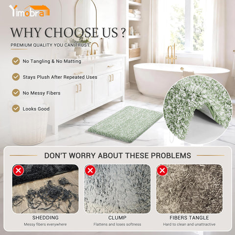 Yimobra absorbent quick-dry bath rug soaks water quickly on tile