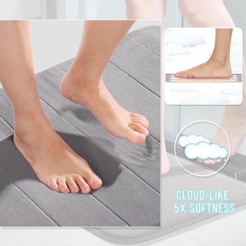 Yimobra absorbent velvet surface dries swiftly for damp bathroom floors.