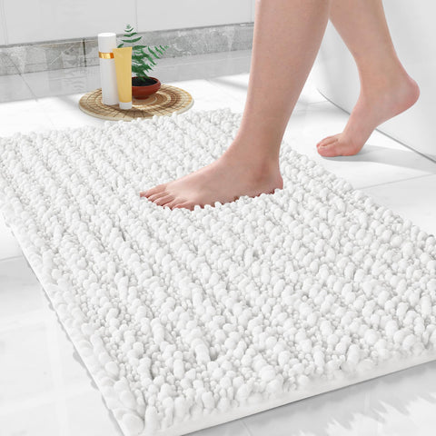 Yimobra bath mat showcases soft chenille texture for plush comfort and coverage