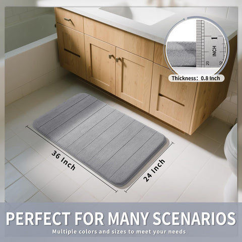 Yimobra bath mat 36x24 gray floor display highlights stability and coverage