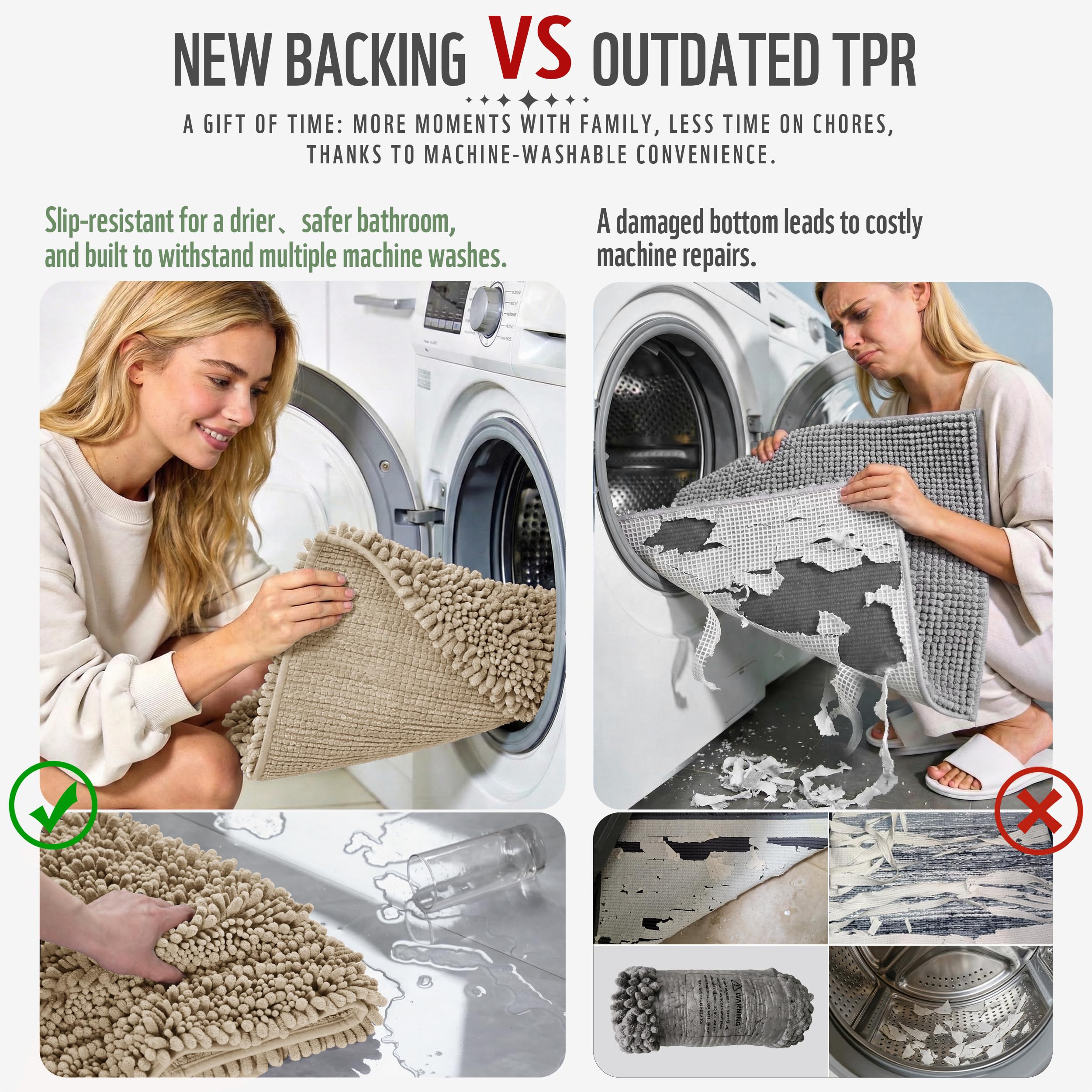 Yimobra bath mat rapid absorption for quick floor drying