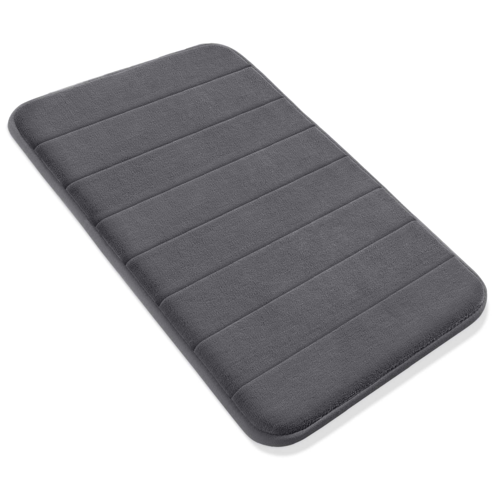 Yimobra memory-foam mat positioned in a bathroom setup with tubs and vanities.