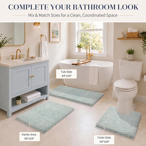 Yimobra bath mat placed in a master bathroom setting