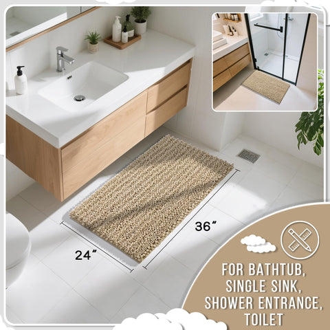 Yimobra non-slip backing bath mat ensures stability on dry floors.