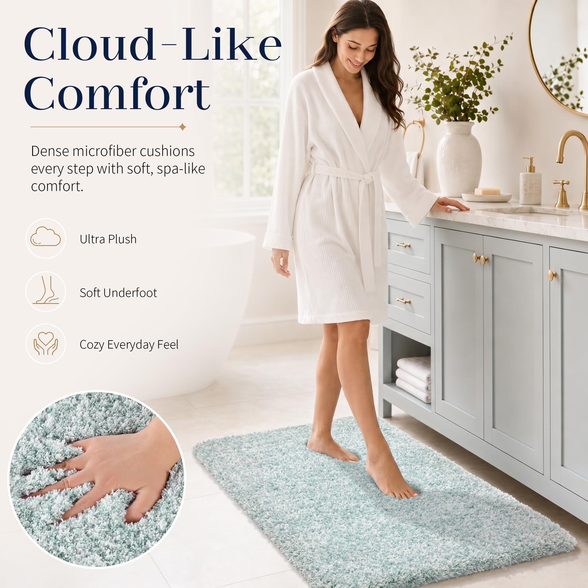 Yimobra bath mat with non-slip bottom for safer bathroom floors