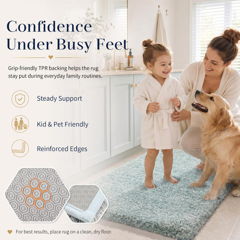 Yimobra bath mat features quick-dry dense pile for comfort